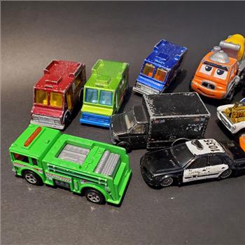 Vintage Lot of 12 Die Cast Metal Cars And Trucks