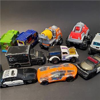 Vintage Lot of 12 Die Cast Metal Cars And Trucks