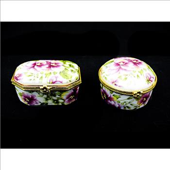 Vintage Sorelle Fine Porcelain Trinket Boxes and Light