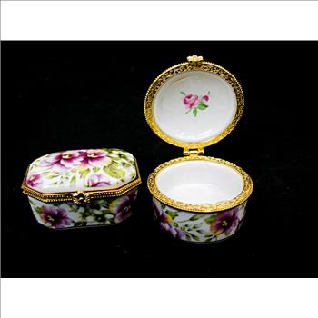 Vintage Sorelle Fine Porcelain Trinket Boxes and Light