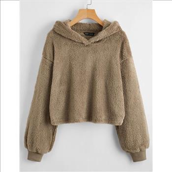 Ladies SHEIN Drop Shoulder Crop Top Hoodie - MEDIUM