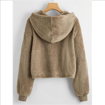 Ladies SHEIN Drop Shoulder Crop Top Hoodie - MEDIUM