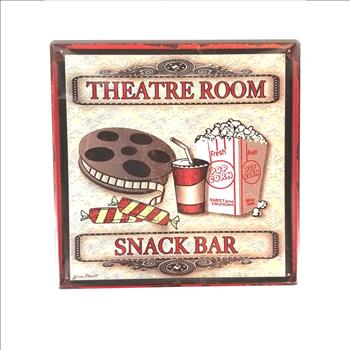 Theater Room Snack Bar Square Metal Sign