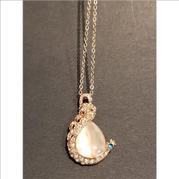 Rose Gold Tone Rhinestones Peacock Jewelry Set