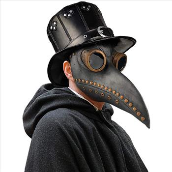 Plague Doctor Bird Mask Long Nose Beak Faux Leather Steampunk Halloween Costume