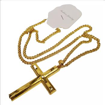 Costume Jewelry Stainless Steel Gold Tone Cross 2