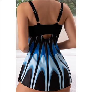 New, Women Contrast Print Tankini, Size Small