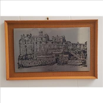 VTG England Framed Etching Stainless Steel Griffin 71 of Edinburgh Castle