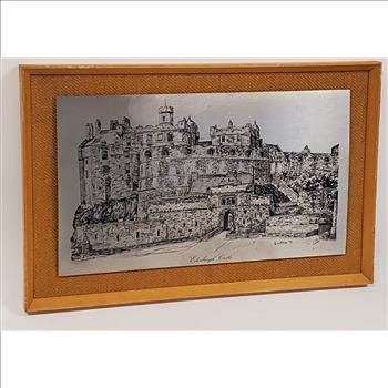 VTG England Framed Etching Stainless Steel Griffin 71 of Edinburgh Castle