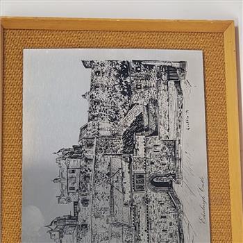 VTG England Framed Etching Stainless Steel Griffin 71 of Edinburgh Castle