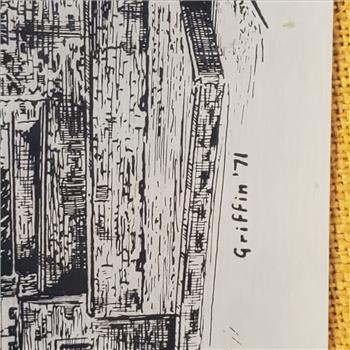 VTG England Framed Etching Stainless Steel Griffin 71 of Edinburgh Castle