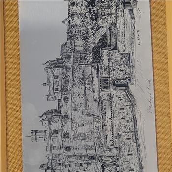 VTG England Framed Etching Stainless Steel Griffin 71 of Edinburgh Castle