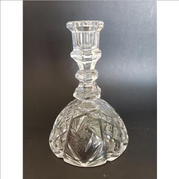 VTG Pair Pinwheel Cut Glass Crystal Candle Holders