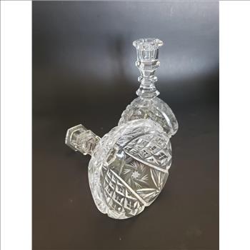 VTG Pair Pinwheel Cut Glass Crystal Candle Holders