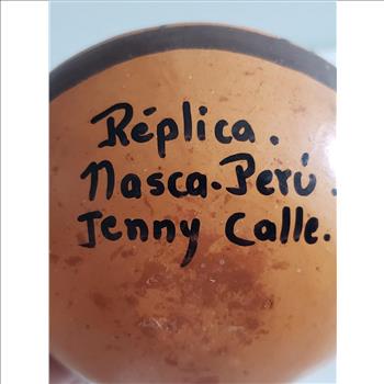 VTG  Hand Painted Ceramic Double Spouted Vessel - Peru