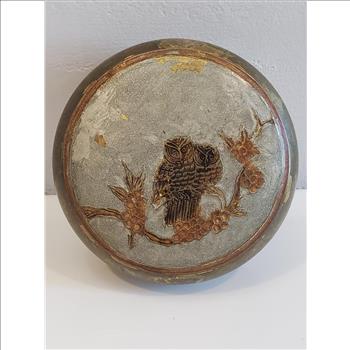 VTG Solid Brass Hand Made Owl Trinket Box - India