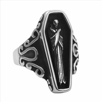 Men's Stainless Steel Coffin Ring Size 19