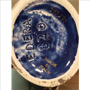 VTG Hand Painted Cobalt Blue Gold Dual Handled Ceramic Decorative Vase-Italy