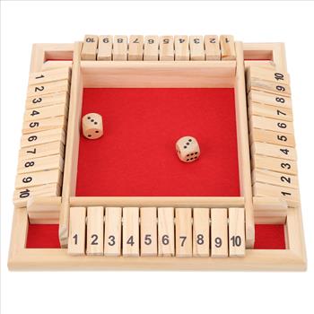 Wooden Shut The Box Dice Game 4 Sided 10 Numbers Board Tabletop Game Toys