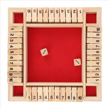 Wooden Shut The Box Dice Game 4 Sided 10 Numbers Board Tabletop Game Toys