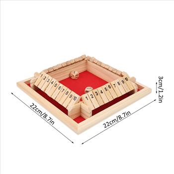 Wooden Shut The Box Dice Game 4 Sided 10 Numbers Board Tabletop Game Toys