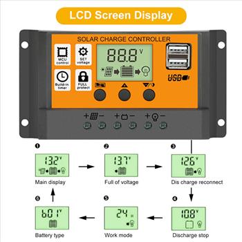 SolarPanel Battery Charge Controller 12V/24V Auto Focus Tracking