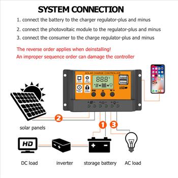 SolarPanel Battery Charge Controller 12V/24V Auto Focus Tracking