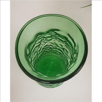 Vintage E.O Brody Co. Crinkled Texture Green Glass Vase 9.5