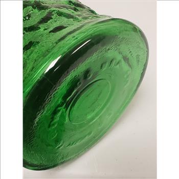 Vintage E.O Brody Co. Crinkled Texture Green Glass Vase 9.5