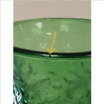 Vintage E.O Brody Co. Crinkled Texture Green Glass Vase 9.5