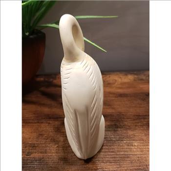 VTG Hand Carved Polished Beige Soapstone Heron Bird Sculpture
