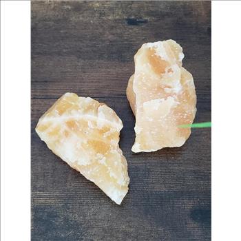 Lot of 2 Natural Stone Raw Orange Calcite-Mexico
