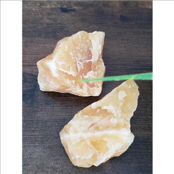 Lot of 2 Natural Stone Raw Orange Calcite-Mexico