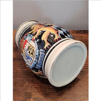 VTG Ceramic German Beer Stein with Pewter Lid 