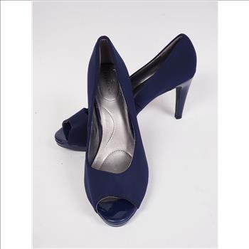 Bandolino Women's Satin Navy Blue Peep Toe High Heels Pump Shoes Sz 8M, Made in China