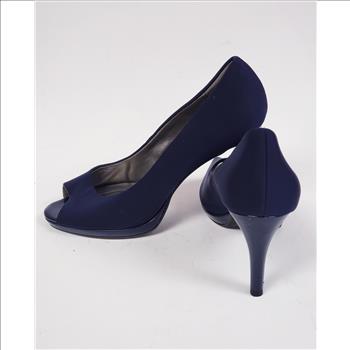Bandolino Women's Satin Navy Blue Peep Toe High Heels Pump Shoes Sz 8M, Made in China