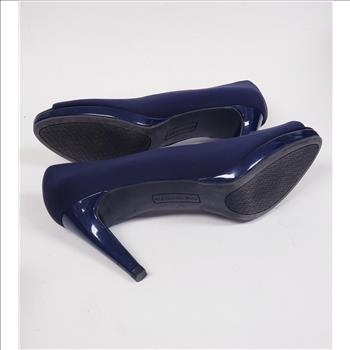 Bandolino Women's Satin Navy Blue Peep Toe High Heels Pump Shoes Sz 8M, Made in China
