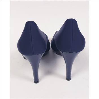 Bandolino Women's Satin Navy Blue Peep Toe High Heels Pump Shoes Sz 8M, Made in China