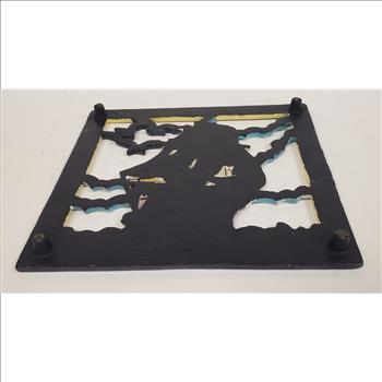 Vintage Hand Painted Nautical Ship Iron Hot Plate 6