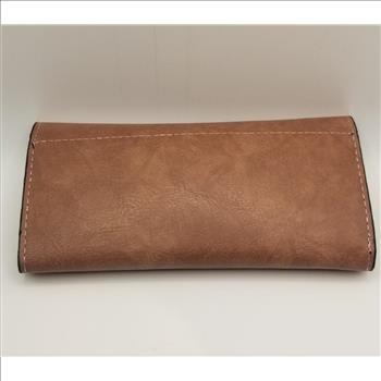 Metal Decor Tri-Fold Long Wallet - Brown