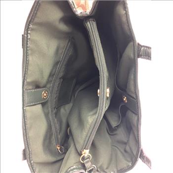 Coach Carryall #24882 Signature Stripe Python Snake Satchel Tote Khaki Green Jacquard Fabric Leather Shoulder Bag Retail $358