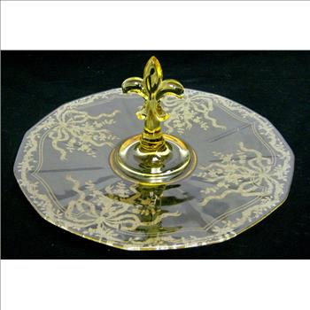 Vintage Yellow Depression Glass Dish with Handle- 1930's