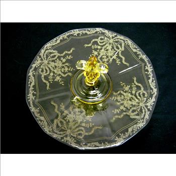 Vintage Yellow Depression Glass Dish with Handle- 1930's