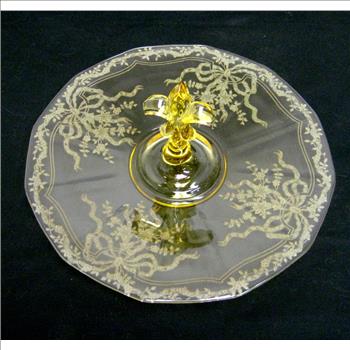 Vintage Yellow Depression Glass Dish with Handle- 1930's