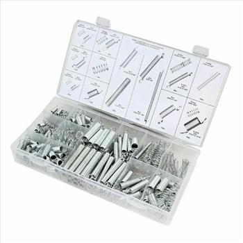  200pc Spring Assortment Set Zinc Plated Steel Compression & Extension Carburetor