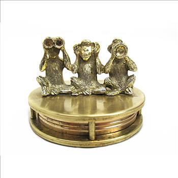 Three Wise Monkeys Magnifying Glass c. 1950s