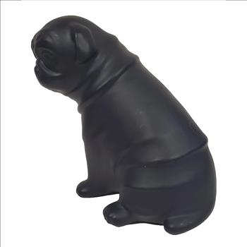 Pug Dog Heavy Resin Seated Black Figurine Doorstop 5.5