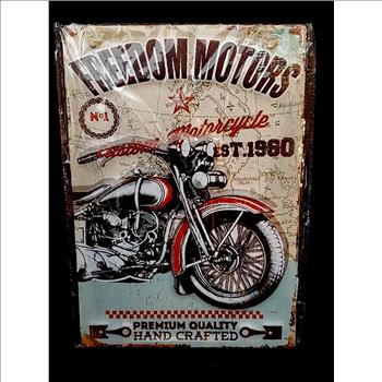 NEW Raised 3D Freedom Motorcycle Metal Sign