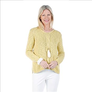 Marla Wynne Women's V-Neck Cable Front Sweater, Straw, Size XS, Retail: $97.42
