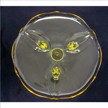Vintage Yellow Depression Glass Cake Stand/Plate